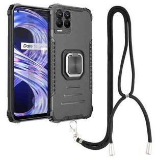 For OPPO Realme 8 Pro Aluminum Alloy + TPU Phone Case with Lanyard(Black)