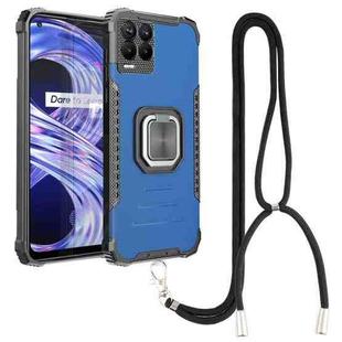 For OPPO Realme 8 Pro Aluminum Alloy + TPU Phone Case with Lanyard(Blue)