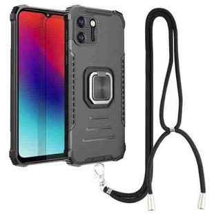 For OPPO Realme C11 Aluminum Alloy + TPU Phone Case with Lanyard(Black)