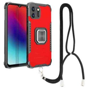 For OPPO Realme C11 Aluminum Alloy + TPU Phone Case with Lanyard(Red)