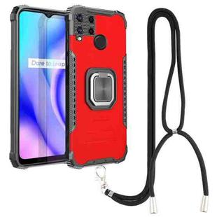 For OPPO Realme C15 / C12 / C25 Aluminum Alloy + TPU Phone Case with Lanyard(Red)