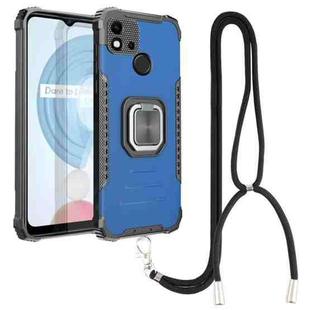 For OPPO Realme C20 / C21 / C11 / C11 2021 Aluminum Alloy + TPU Phone Case with Lanyard(Blue)