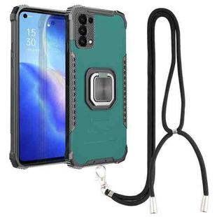 For OPPO Reno5 Aluminum Alloy + TPU Phone Case with Lanyard(Green)