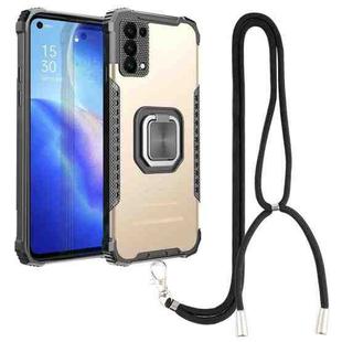 For OPPO Reno5 Aluminum Alloy + TPU Phone Case with Lanyard(Gold)