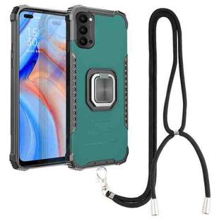 For OPPO Reno4 5G / 4G Aluminum Alloy + TPU Phone Case with Lanyard(Green)