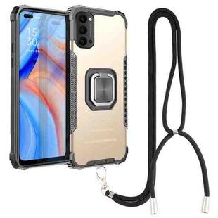 For OPPO Reno4 5G / 4G Aluminum Alloy + TPU Phone Case with Lanyard(Gold)