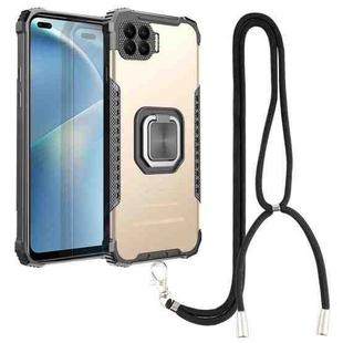 For OPPO Reno4 F Aluminum Alloy + TPU Phone Case with Lanyard(Gold)