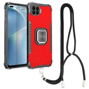 For OPPO Reno4 F Aluminum Alloy + TPU Phone Case with Lanyard(Red)