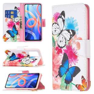 For Xiaomi Redmi Note 11 5G Colored Drawing Pattern Leather Phone Case(Butterflies)
