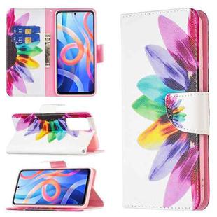 For Xiaomi Redmi Note 11 5G Colored Drawing Pattern Leather Phone Case(Sun Flower)