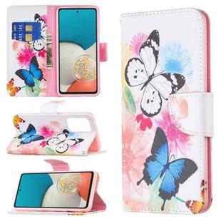 For Samsung Galaxy A53 5G Colored Drawing Pattern Leather Phone Case(Butterflies)