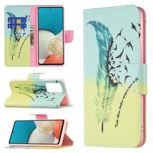 For Samsung Galaxy A53 5G Colored Drawing Pattern Leather Phone Case(Feather)