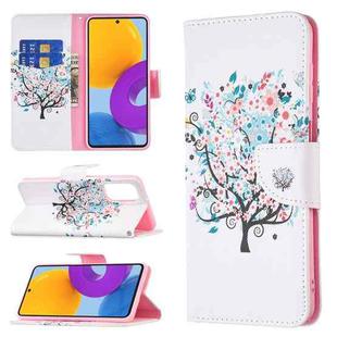 For Samsung Galaxy M52 5G Colored Drawing Pattern Leather Phone Case(Tree)