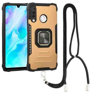 For Huawei P30 Lite / nova 4e Aluminum Alloy + TPU Phone Case with Lanyard(Gold)