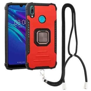 For Huawei Y7 2019 / Y7 Prime 2019 Aluminum Alloy + TPU Phone Case with Lanyard(Red)