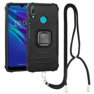 For Huawei Y7 2019 / Y7 Prime 2019 Aluminum Alloy + TPU Phone Case with Lanyard(Black)