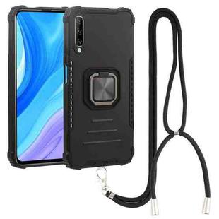 For Huawei Y9s Aluminum Alloy + TPU Phone Case with Lanyard(Black)