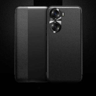 For Honor 60 Pro Magnetic Side Window View Flip Leather Phone Case(Black)