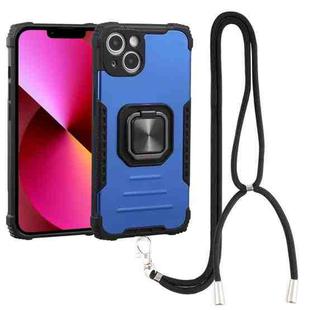 For iPhone 13 Lanyard Aluminum TPU Case(Blue)