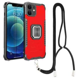 For iPhone 12 Lanyard Aluminum TPU Case(Red)