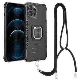 For iPhone 12 Pro Lanyard Aluminum TPU Case(Black)