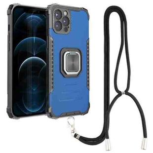 For iPhone 12 Pro Lanyard Aluminum TPU Case(Blue)
