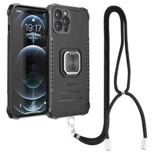 For iPhone 12 Pro Max Lanyard Aluminum TPU Case(Black)