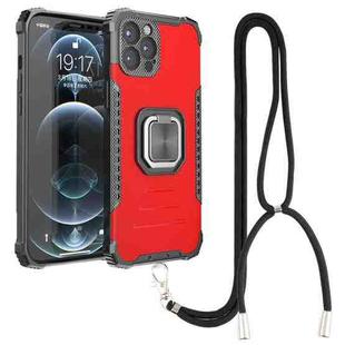 For iPhone 12 Pro Max Lanyard Aluminum TPU Case(Red)
