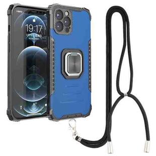 For iPhone 12 Pro Max Lanyard Aluminum TPU Case(Blue)