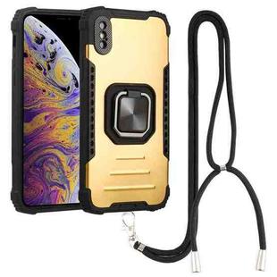 For iPhone X / XS Lanyard Aluminum TPU Case(Gold)