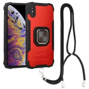 For iPhone XS Max Lanyard Aluminum TPU Case(Red)