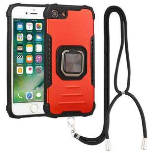 For iPhone SE 2022 / SE 2020 / 8 / 7 Lanyard Aluminum TPU Case(Red)