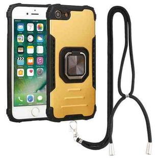 For iPhone SE 2022 / SE 2020 / 8 / 7 Lanyard Aluminum TPU Case(Gold)