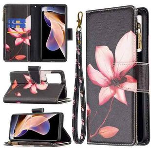 For Xiaomi Redmi Note 11 Pro / 11 Pro+ Colored Drawing Pattern Zipper Leather Phone Case(Lotus)