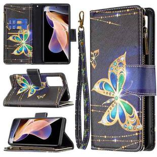For Xiaomi Redmi Note 11 Pro / 11 Pro+ Colored Drawing Pattern Zipper Leather Phone Case(Big Butterfly)
