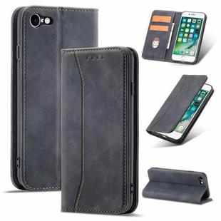 For iPhone SE 2022 / SE 2020 / 8 / 7 Magnetic Dual-fold Leather Case(Black)
