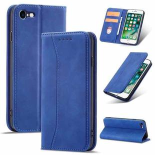 For iPhone SE 2022 / SE 2020 / 8 / 7 Magnetic Dual-fold Leather Case(Blue)