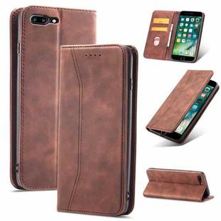 Magnetic Dual-fold Leather Case For iPhone 8 Plus / 7 Plus(Coffee)