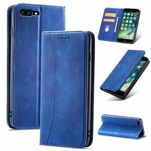 Magnetic Dual-fold Leather Case For iPhone 8 Plus / 7 Plus(Blue)