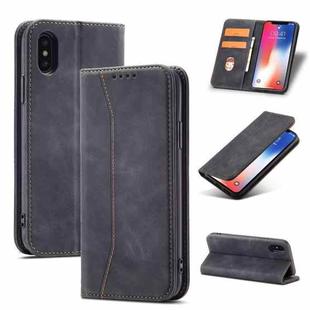 For iPhone X / XS Magnetic Dual-fold Leather Case(Black)