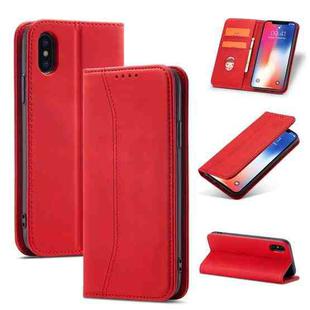 For iPhone X / XS Magnetic Dual-fold Leather Case(Red)