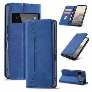 For Google Pixel 6 Magnetic Dual-fold Leather Phone Case(Blue)