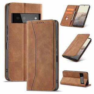 For Google Pixel 6 Magnetic Dual-fold Leather Phone Case(Brown)
