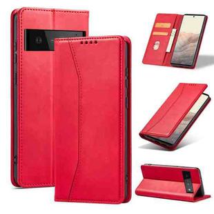 For Google Pixel 6 Pro Magnetic Dual-fold Leather Phone Case(Red)