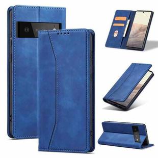 For Google Pixel 6 Pro Magnetic Dual-fold Leather Phone Case(Blue)
