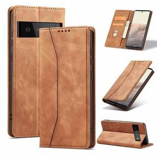For Google Pixel 6 Pro Magnetic Dual-fold Leather Phone Case(Brown)