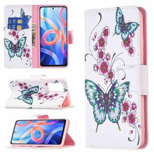 For Xiaomi Redmi Note 11 5G Colored Drawing Leather Phone Case(Peach Blossom Butterfly)