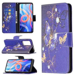 For Xiaomi Redmi Note 11 5G Colored Drawing Leather Phone Case(Purple Butterfly)