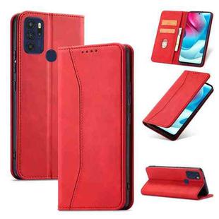 For Motorola Moto G60S Magnetic Dual-fold Leather Phone Case(Red)