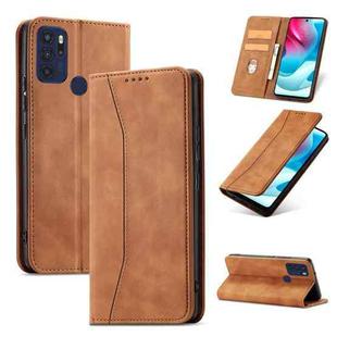 For Motorola Moto G60S Magnetic Dual-fold Leather Phone Case(Brown)